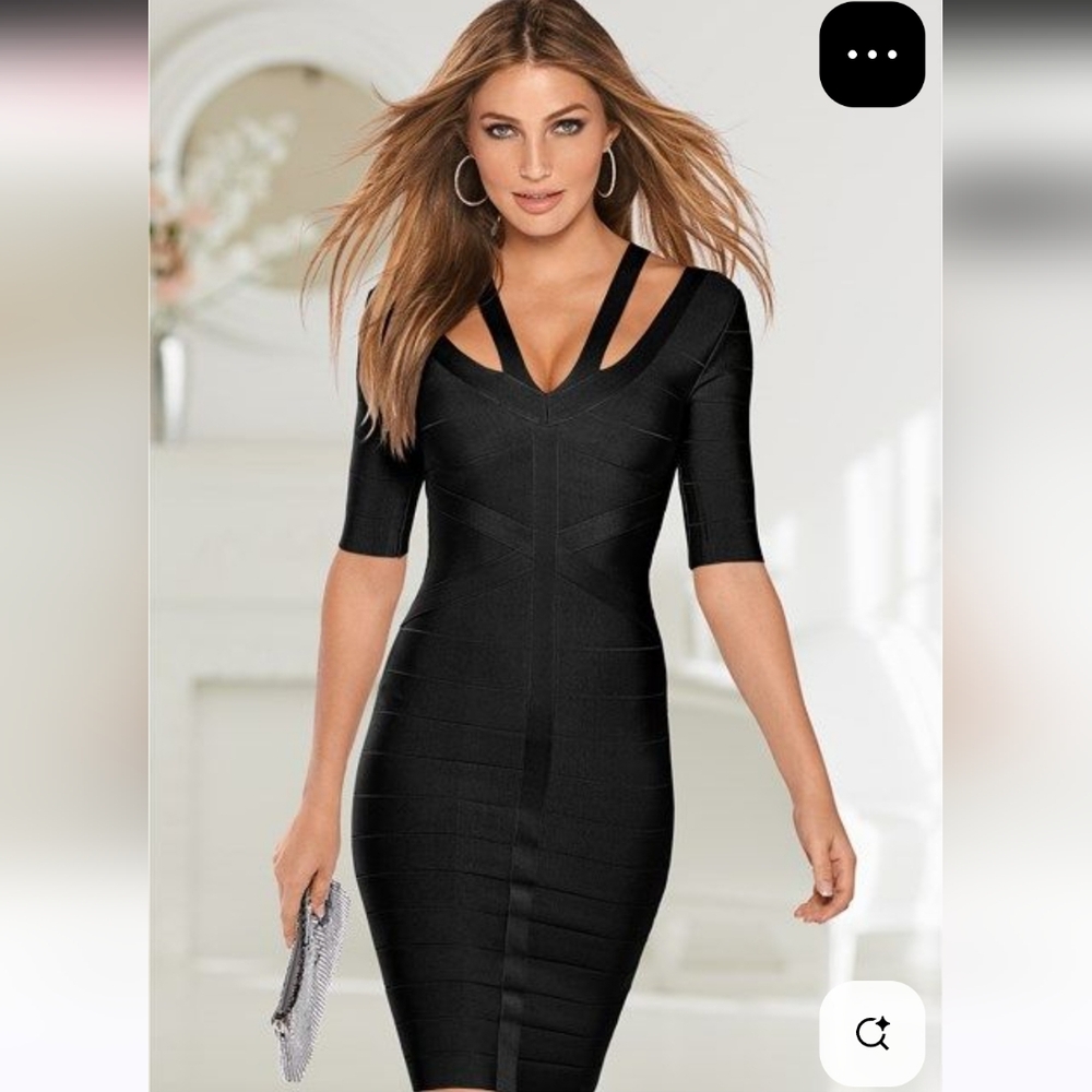 VENUS Elegant Black Mini Dress